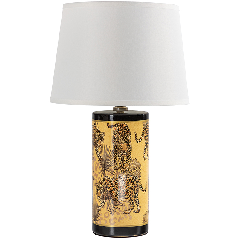 Настольная лампа с абажуром Leopard Lampshade Yellow White Желтый Белый Черный Настольная лампа с абажуром Leopard Lampshade Yellow White Желтый Белый Черный в Орле | Loft Concept