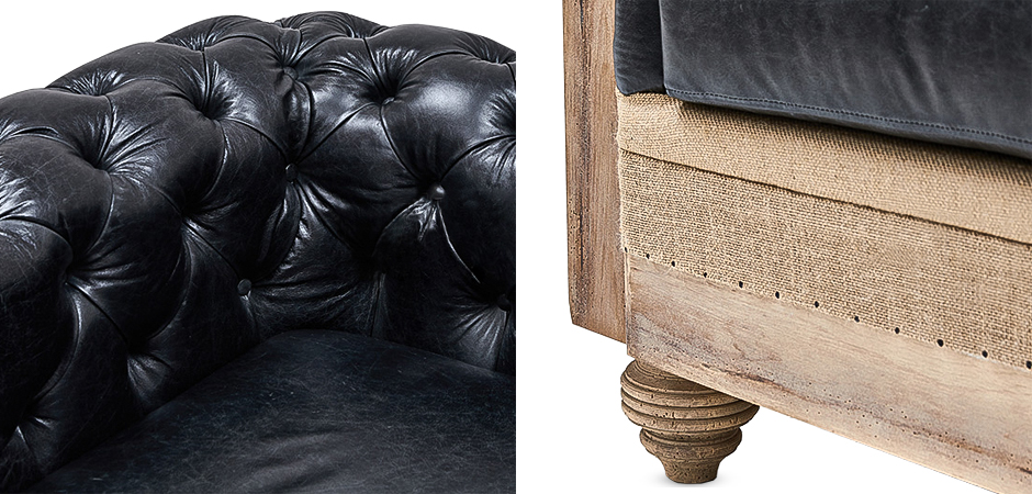 Диван Deconstructed Chesterfield Sofa double Black leather Диван Deconstructed Chesterfield Sofa double Black leather - Loft-Concept в Орле