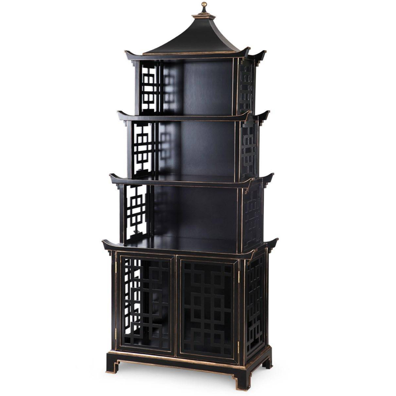 Стеллаж Черная Пагода Bungalow 5 Pagoda Black Wood Винтажный черный Стеллаж Черная Пагода Bungalow 5 Pagoda Black Wood Винтажный черный в Орле | Loft Concept