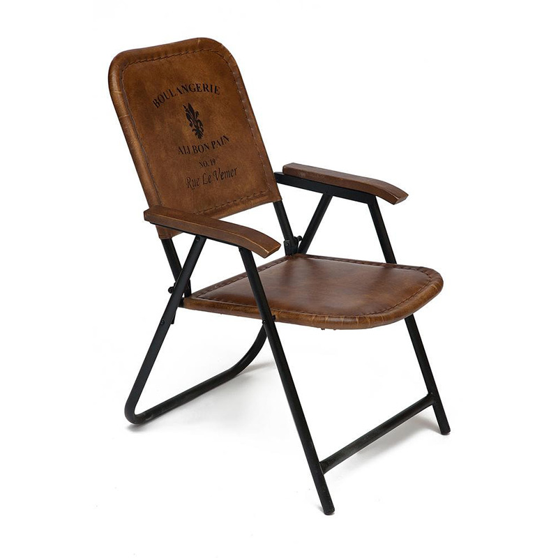 Складной кожаный стул Industrial Folding buffalo leather chair Коричневый Черный Складной кожаный стул Industrial Folding buffalo leather chair Коричневый Черный в Орле | Loft Concept