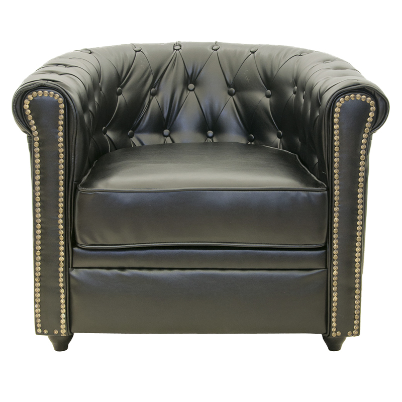 Кресло кожаное с мягкими подлокотниками на 4-х деревянных ножках Logan Leather Armchair black 2 Черный Кресло кожаное с мягкими подлокотниками на 4-х деревянных ножках Logan Leather Armchair black 2 Черный в Орле | Loft Concept