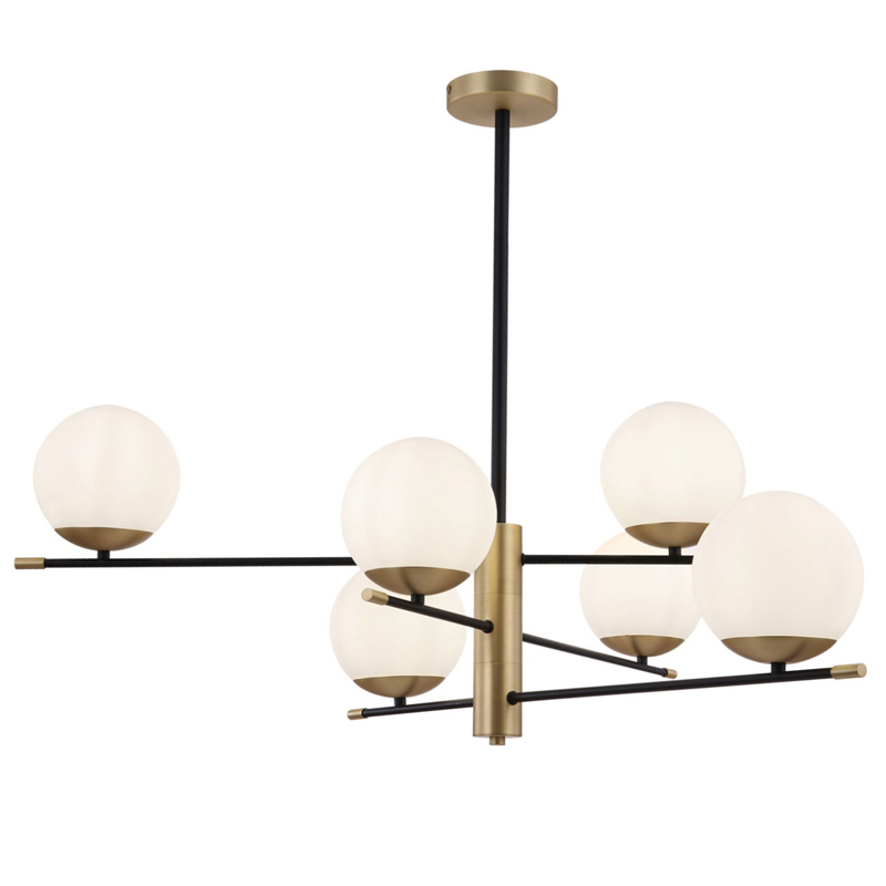 Светильник Spike Six Balls Hanging Lamp матовое золото Прозрачный белый Светильник Spike Six Balls Hanging Lamp матовое золото Прозрачный белый в Орле | Loft Concept