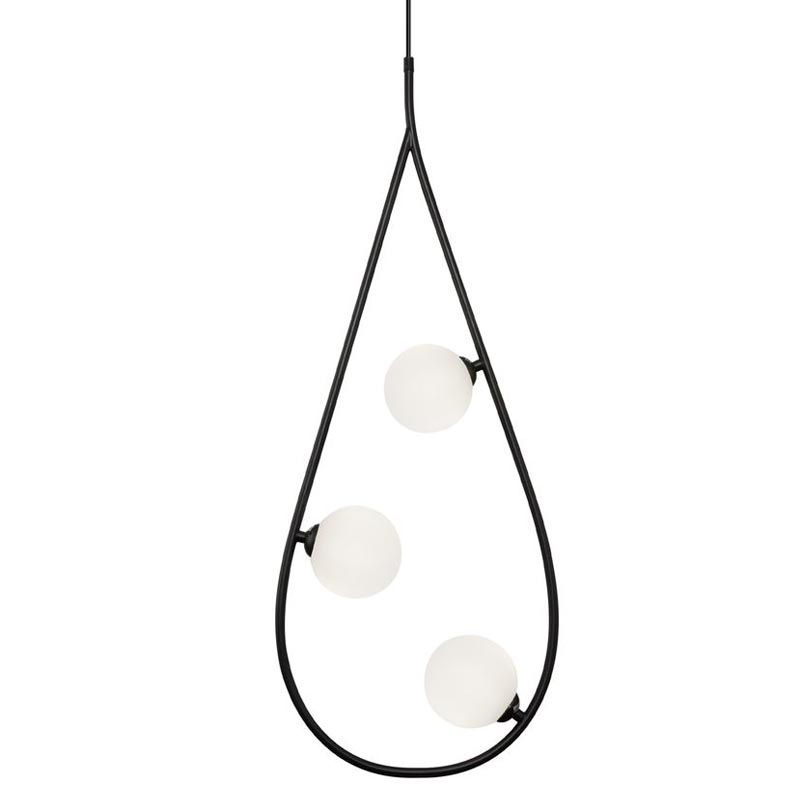 Люстра Marcan 3 Ball Chandelier Black Черный Белый Люстра Marcan 3 Ball Chandelier Black Черный Белый в Орле | Loft Concept