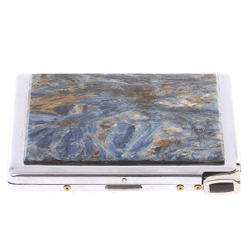Портсигар на 10 сигарет с газовой зажигалкой из натурального камня Кианит Stone Cigarettes Cases Серо-голубой Серебряный Портсигар на 10 сигарет с газовой зажигалкой из натурального камня Кианит Stone Cigarettes Cases Серо-голубой Серебряный в Орле | Loft Concept