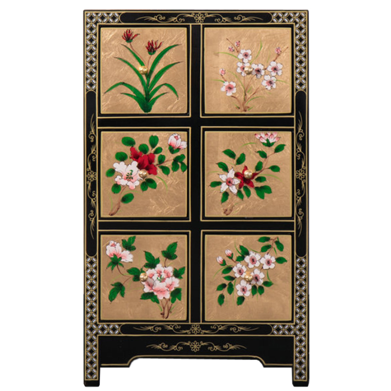 Тумба в Китайском стиле ручная роспись Black and Gold Chinese Nightstand Черный Золотой Мульти Тумба в Китайском стиле ручная роспись Black and Gold Chinese Nightstand Черный Золотой Мульти в Орле | Loft Concept