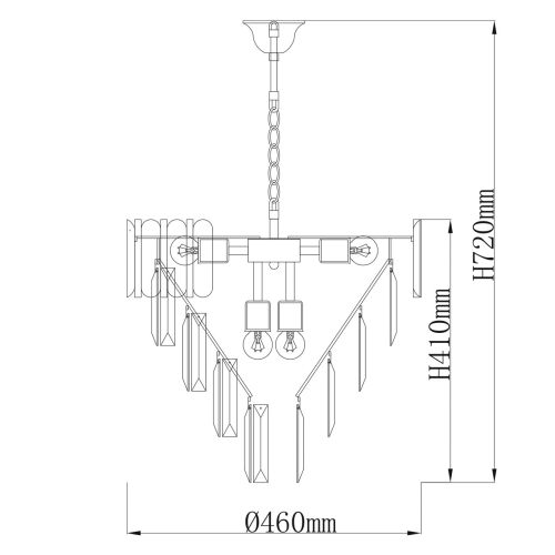 Люстра из черного металла с многоярусными подвесками из прозрачного хрусталя на золотой цепи Empire Black Chandelier Crystal в Орле