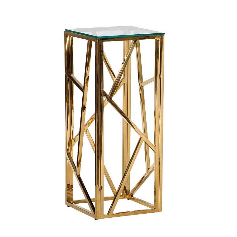 Подставка Serene Furnishing Gold Clear Glass Top stand Прозрачное Стекло Золотой Подставка Serene Furnishing Gold Clear Glass Top stand Прозрачное Стекло Золотой в Орле | Loft Concept