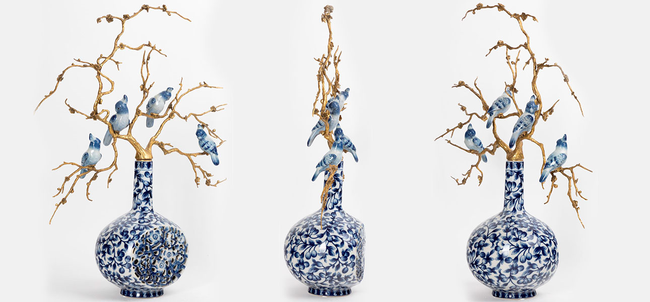 Ваза фарфоровая с орнаментом с фигурками птиц Porcelain Bird - фото