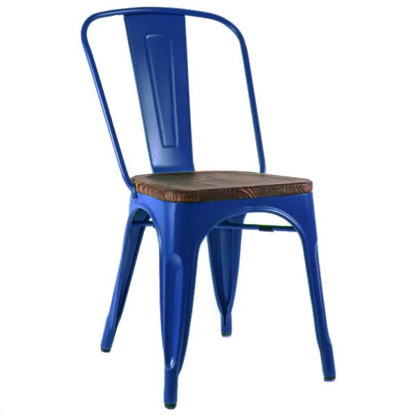 Кухонный стул Tolix Chair Wood Blue Синий Синий Коричневый в Орле | Loft Concept 