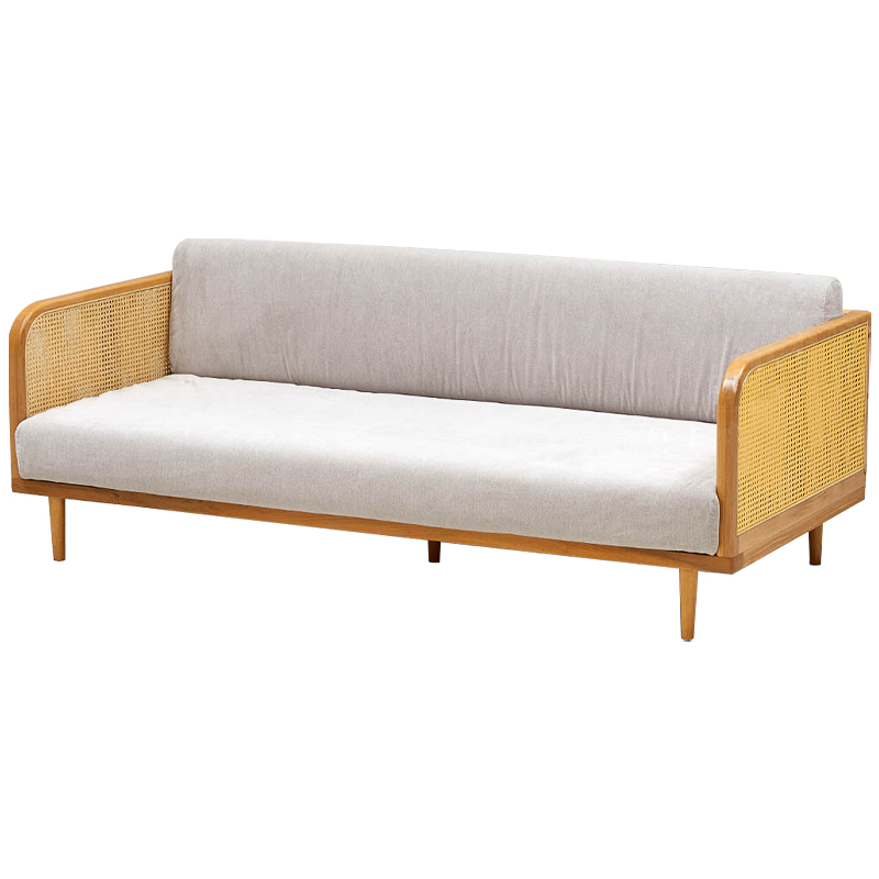 Диван с отделкой из ротанга Nava Rattan Decor Sofa Light ivory ( слоновая кость ) Бежевый Диван с отделкой из ротанга Nava Rattan Decor Sofa Light ivory ( слоновая кость ) Бежевый в Орле | Loft Concept