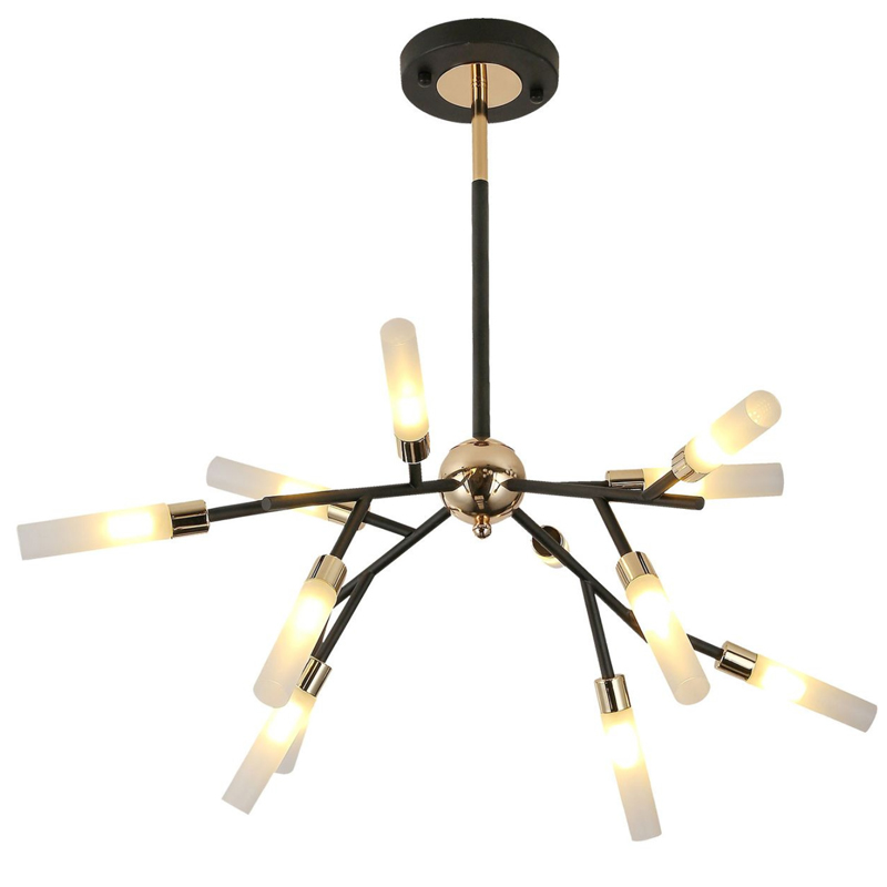 Люстра White Tube Valley Arredoluce Chandelier 12 Прозрачный белый Глянцевое золото Черный Люстра White Tube Valley Arredoluce Chandelier 12 Прозрачный белый Глянцевое золото Черный в Орле | Loft Concept
