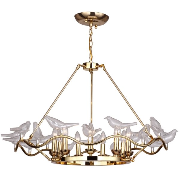 Люстра Dove Chandelier Glass Bird 9 Золотой Люстра Dove Chandelier Glass Bird 9 Золотой в Орле | Loft Concept