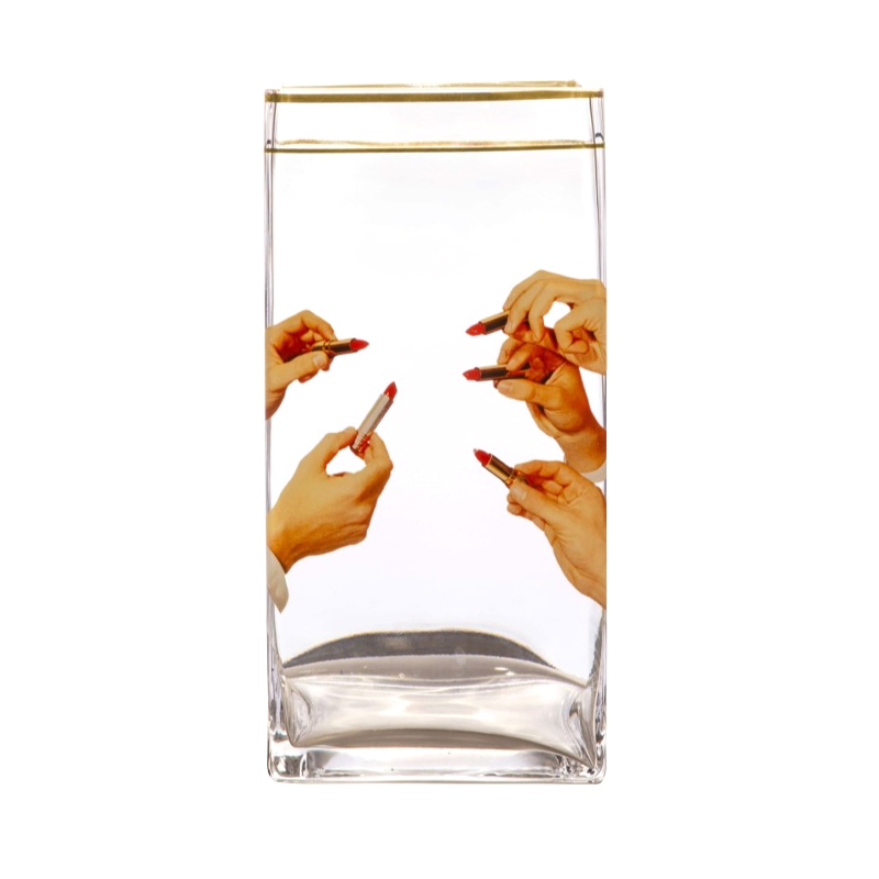 Ваза Glass vase big Lipstick Прозрачный Золотой Бежевый в Орле | Loft Concept 