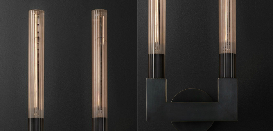Бра RH CANNELLE wall lamp DOUBLE Sconces Black Бра RH CANNELLE wall lamp DOUBLE Sconces Black - Loft-Concept в Орле