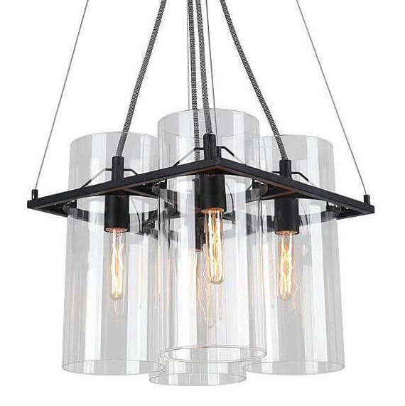 Люстра Glass Cylinder Chandelier Прозрачный Черный в Орле | Loft Concept 