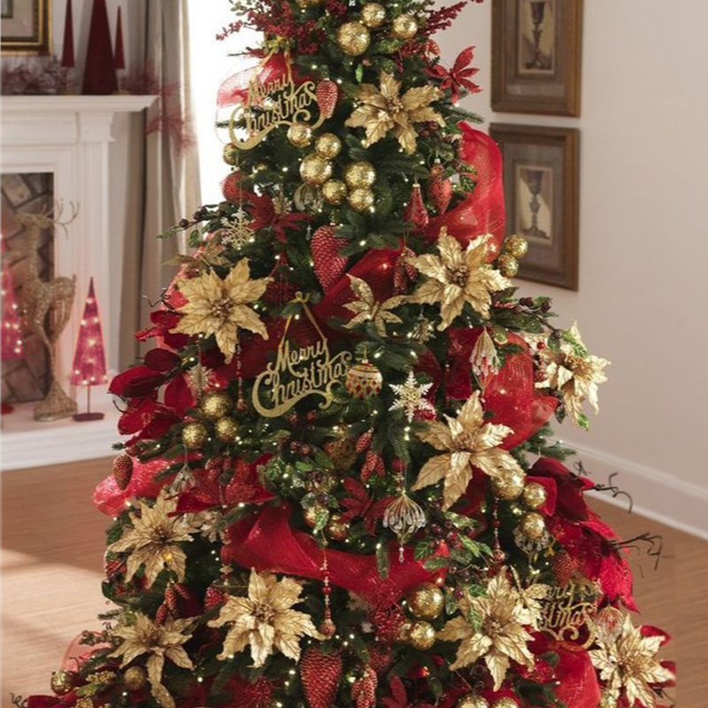 Дизайнерская Елка с Красным и Золотым новогодним декором Christmas Tree Golden Flowers Красный Золотой Дизайнерская Елка с Красным и Золотым новогодним декором Christmas Tree Golden Flowers Красный Золотой в Орле | Loft Concept