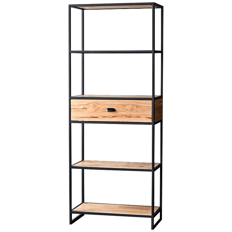 Стеллаж Kline Industrial Metal Rust Rack Черный Древесина Стеллаж Kline Industrial Metal Rust Rack Черный Древесина в Орле | Loft Concept