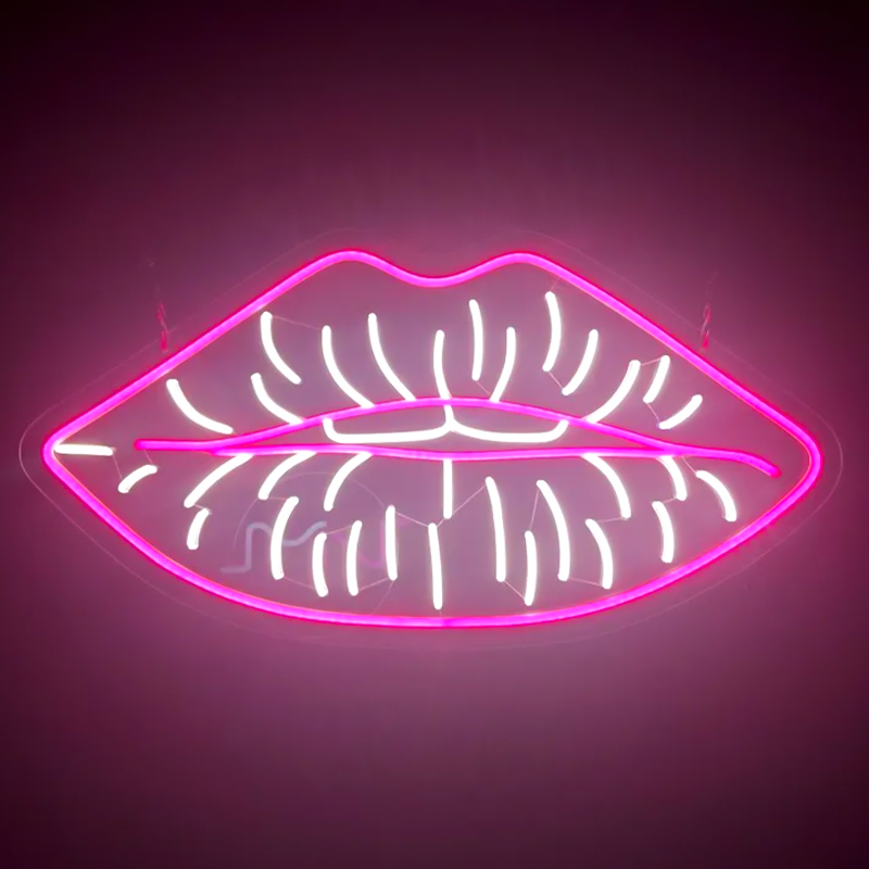 Неоновая настенная лампа Lips Neon Wall Lamp Розовый Белый Неоновая настенная лампа Lips Neon Wall Lamp Розовый Белый в Орле | Loft Concept