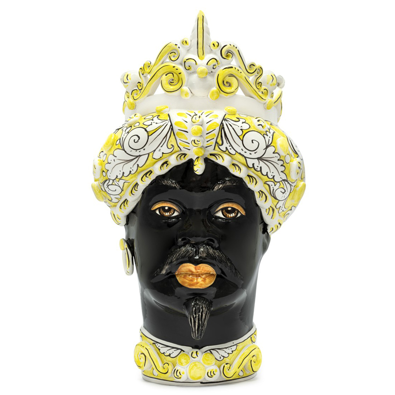 Ваза VASE MORO MAN MEDIUM yellow Черный Белый Желтый Ваза VASE MORO MAN MEDIUM yellow Черный Белый Желтый в Орле | Loft Concept