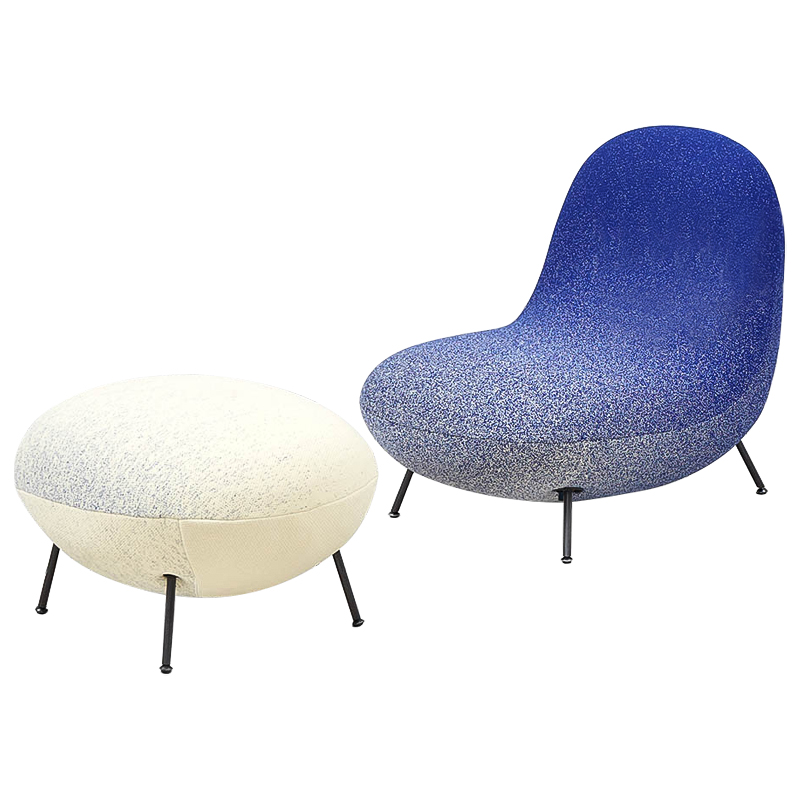 Кресло и пуф Whitney Gradient Armchair and Ottoman Синий Молочный Кресло и пуф Whitney Gradient Armchair and Ottoman Синий Молочный в Орле | Loft Concept
