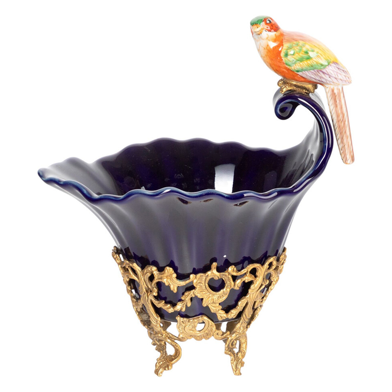 Чаша темно-синего цвета из фарфора с разноцветной птичкой Eden Garden porcelain and bronze Темно-синий Бронза Мульти Чаша темно-синего цвета из фарфора с разноцветной птичкой Eden Garden porcelain and bronze Темно-синий Бронза Мульти в Орле | Loft Concept