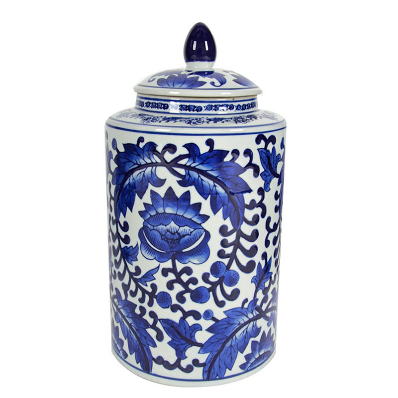 Ваза с крышкой Blue & White Floral Pattern Белый Синий Темно-синий Ваза с крышкой Blue & White Floral Pattern Белый Синий Темно-синий в Орле | Loft Concept