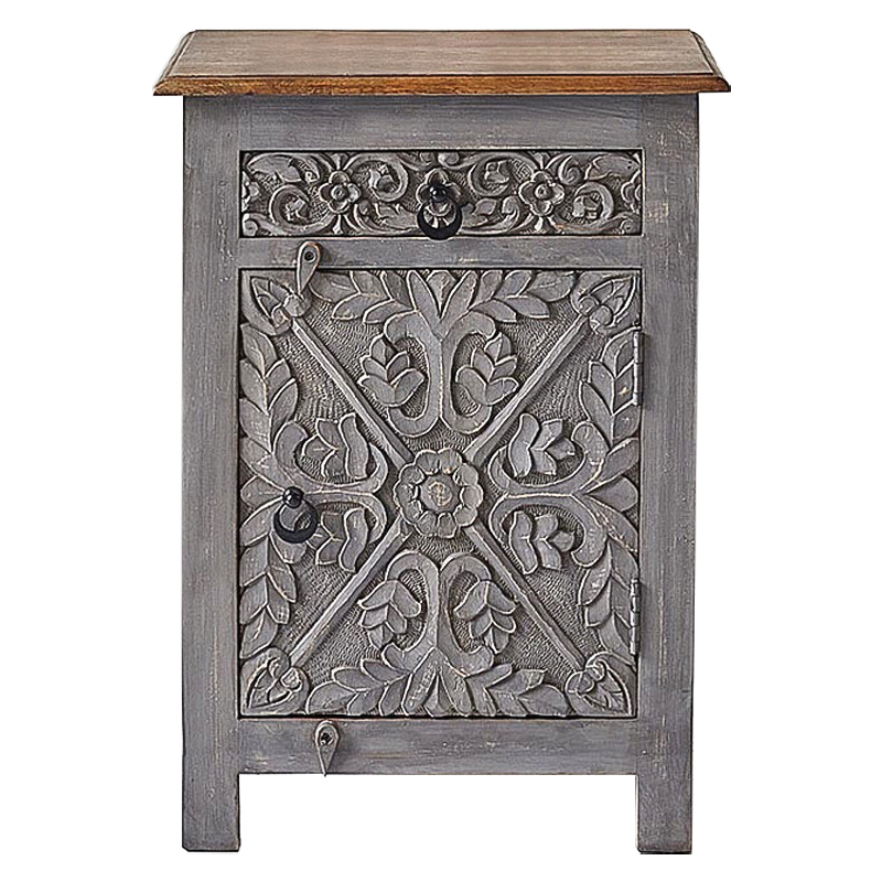 Тумба Indian Antique White Furniture Nightstand Ganica серый Серый Коричневый Тумба Indian Antique White Furniture Nightstand Ganica серый Серый Коричневый в Орле | Loft Concept