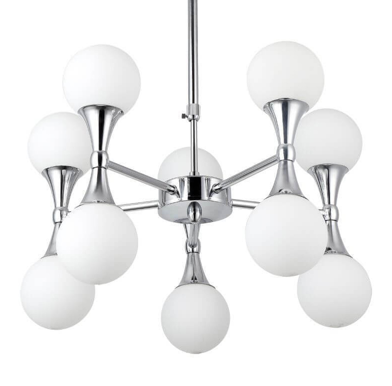 Люстра Ball Valley Chandelier Chromium 10 Белый Хром Люстра Ball Valley Chandelier Chromium 10 Белый Хром в Орле | Loft Concept