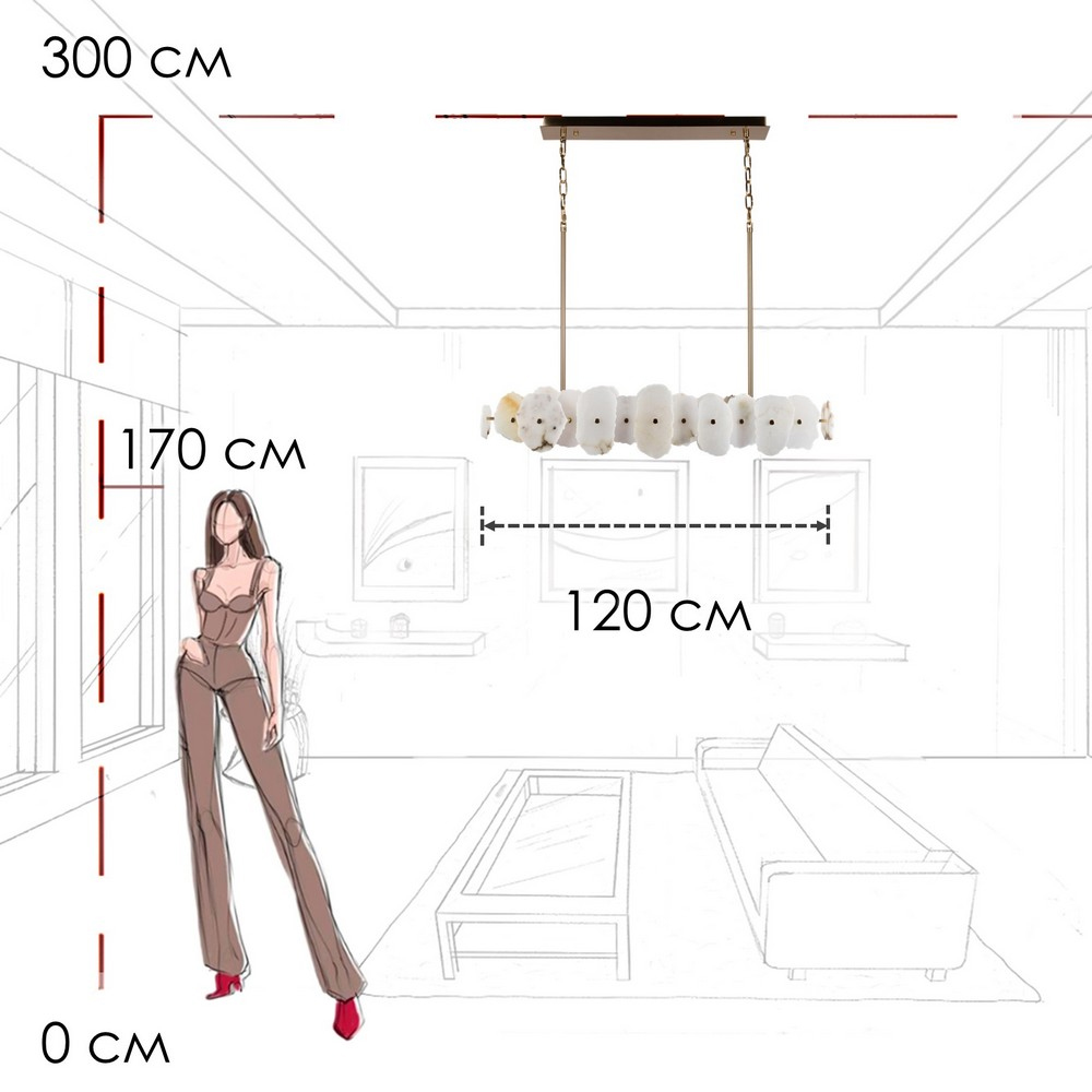 Подвесной светильник с фигурными элементами из белого алебастра Cryptocrystalline Stone в Орле