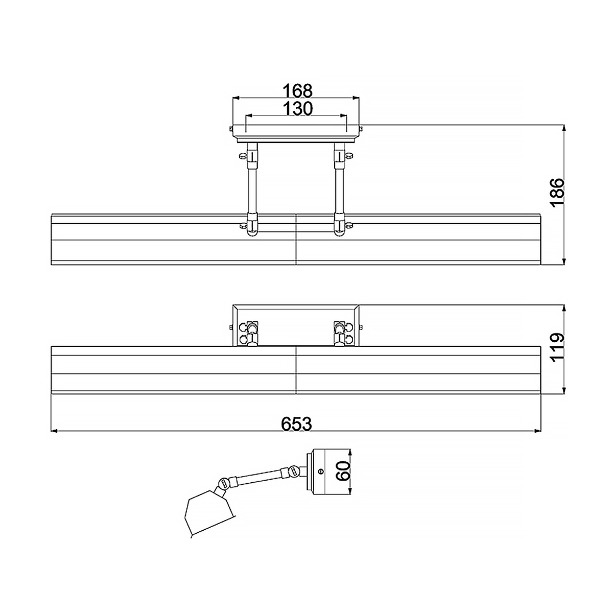 Светильник для картин с призматическим плафоном и двойными регулируемыми шарнирами Elstead Lighting в Орле