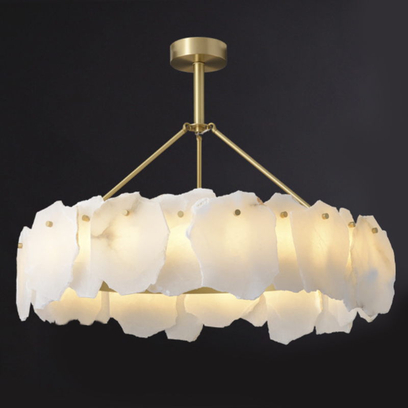 Люстра Lucretia Marble Round Chandelier Латунь Белый Мрамор Bianco Люстра Lucretia Marble Round Chandelier Латунь Белый Мрамор Bianco в Орле | Loft Concept