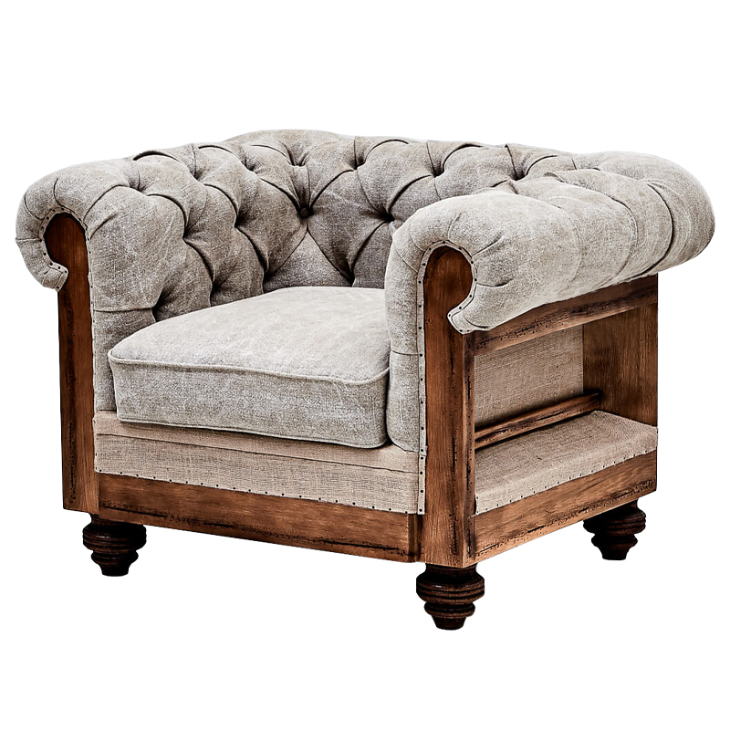 Кресло Deconstructed Chesterfield Armchair Gray Светло-серый Коричневый Кресло Deconstructed Chesterfield Armchair Gray Светло-серый Коричневый в Орле | Loft Concept