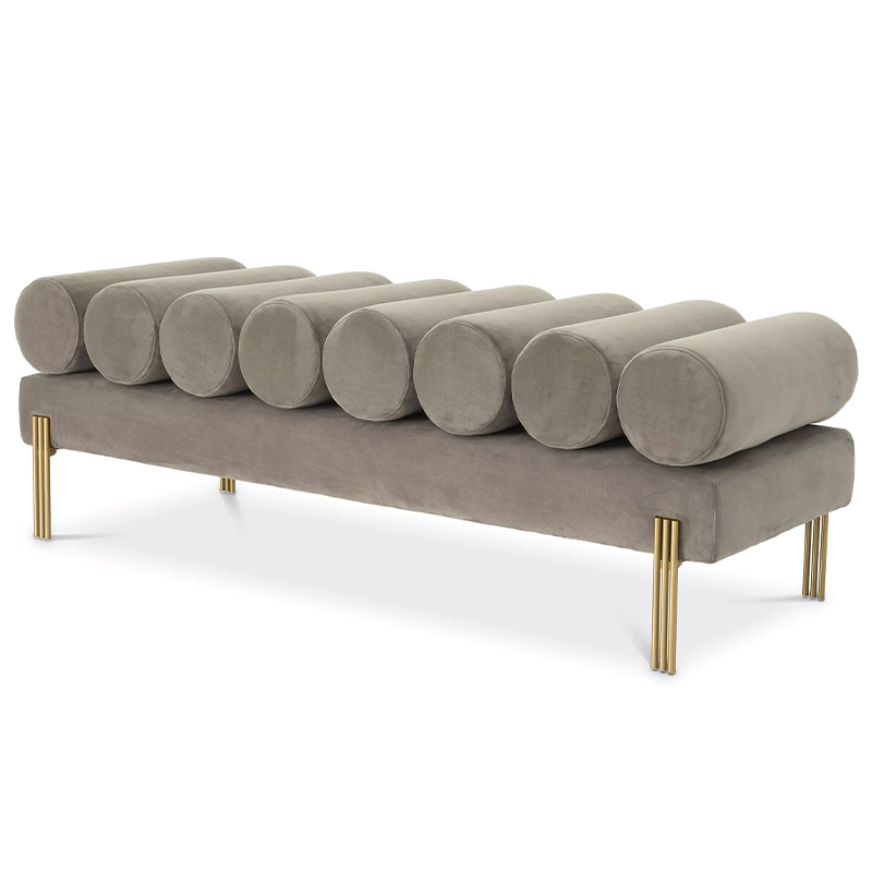 Банкетка Eichholtz Bench Oxley Grey Серый Латунь Банкетка Eichholtz Bench Oxley Grey Серый Латунь в Орле | Loft Concept
