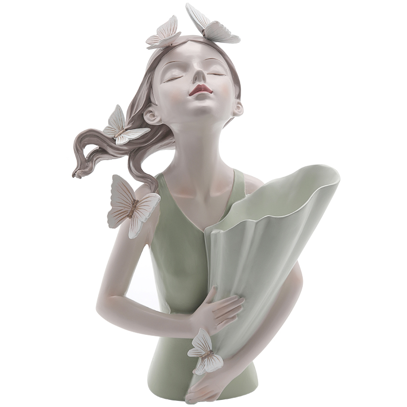 Статуэтка Butterfly Girl Vase Бежевый Белый Прозрачный зеленый Статуэтка Butterfly Girl Vase Бежевый Белый Прозрачный зеленый в Орле | Loft Concept