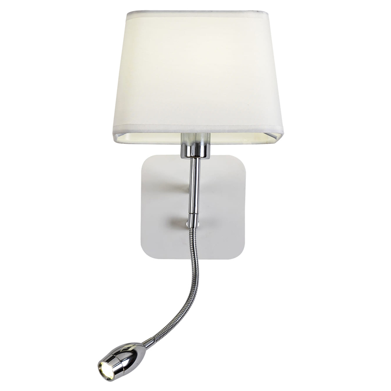 Бра с абажуром и гибким спотом Trumpet Lamp Хром Белый Бра с абажуром и гибким спотом Trumpet Lamp Хром Белый в Орле | Loft Concept