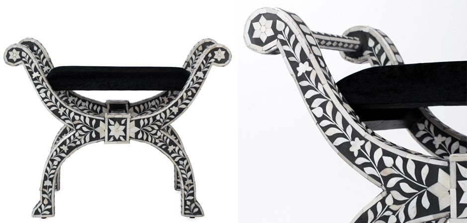 Табурет отделка кость черный BONE INLAY Jenny Stool Табурет отделка кость черный BONE INLAY Jenny Stool - Loft-Concept в Орле