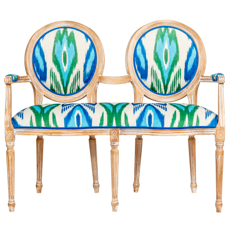 Диванетка с узором Ikat Pattern Белый Коричневый Мульти в Орле | Loft Concept 