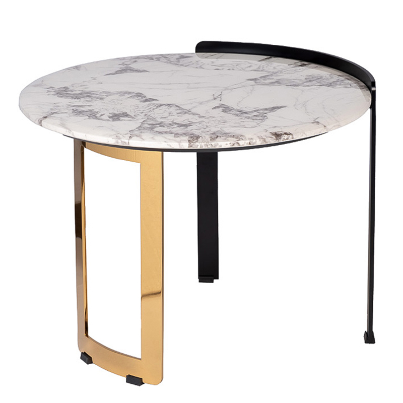 Приставной стол Rodgeir Side Table Черный Глянцевое золото Белый Мрамор Bianco Приставной стол Rodgeir Side Table Черный Глянцевое золото Белый Мрамор Bianco в Орле | Loft Concept