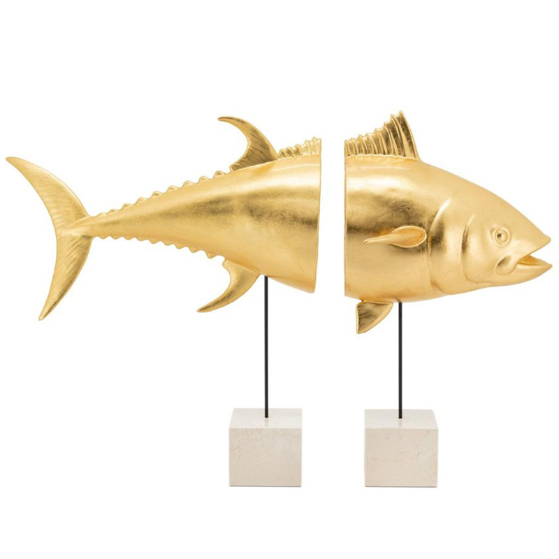 Статуэтка Tuna With Marble Bases Goldleaf Золотой Черный Белый Мрамор Bianco Статуэтка Tuna With Marble Bases Goldleaf Золотой Черный Белый Мрамор Bianco в Орле | Loft Concept