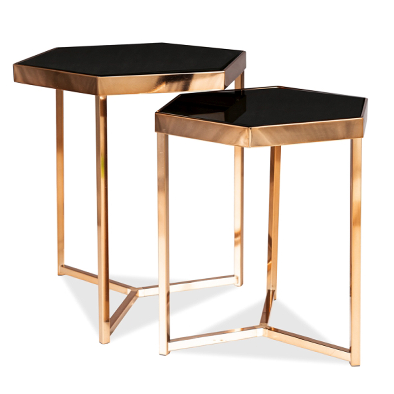 Комплект приставных столов Wally Side Table Золотой Шампань Черный Комплект приставных столов Wally Side Table Золотой Шампань Черный в Орле | Loft Concept