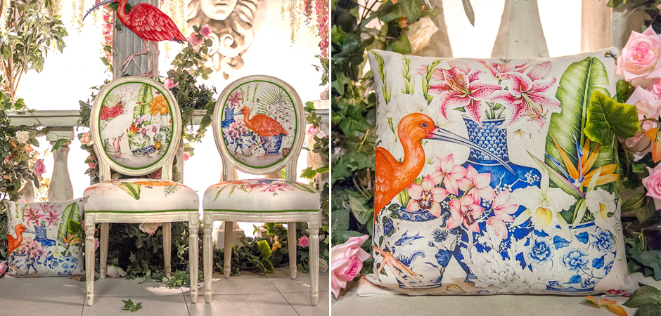 Декоративная подушка Flowers and Scarlet Ibis Pillow Декоративная подушка Flowers and Scarlet Ibis Pillow - Loft-Concept в Орле