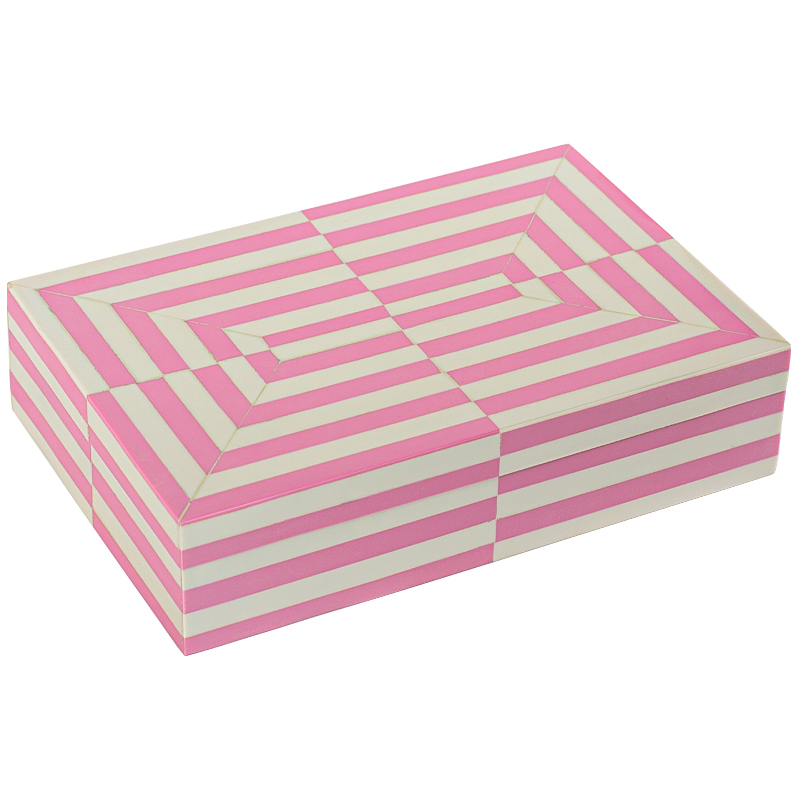 Шкатулка Pink White Stripes Bone Inlay Box Розовый Белый Шкатулка Pink White Stripes Bone Inlay Box Розовый Белый в Орле | Loft Concept