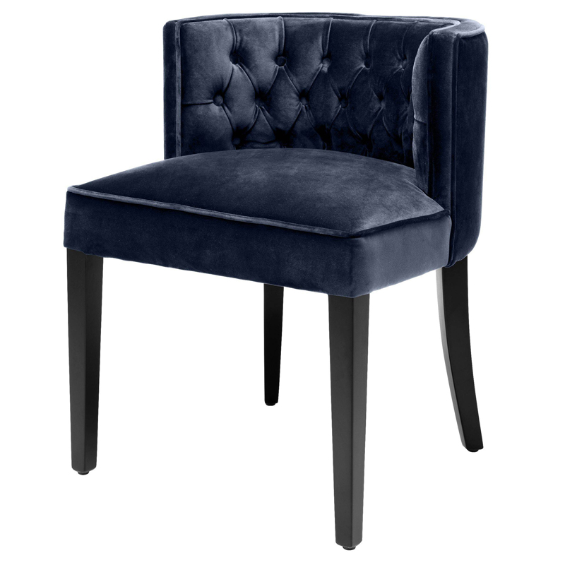 Стул Eichholtz Dining Chair Dearborn blue Темно-синий Черный Стул Eichholtz Dining Chair Dearborn blue Темно-синий Черный в Орле | Loft Concept
