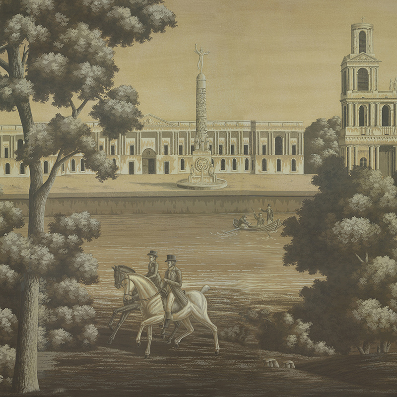 Обои ручная роспись Monuments of Paris Eau Forte on antique scenic Xuan paper  в Орле | Loft Concept 