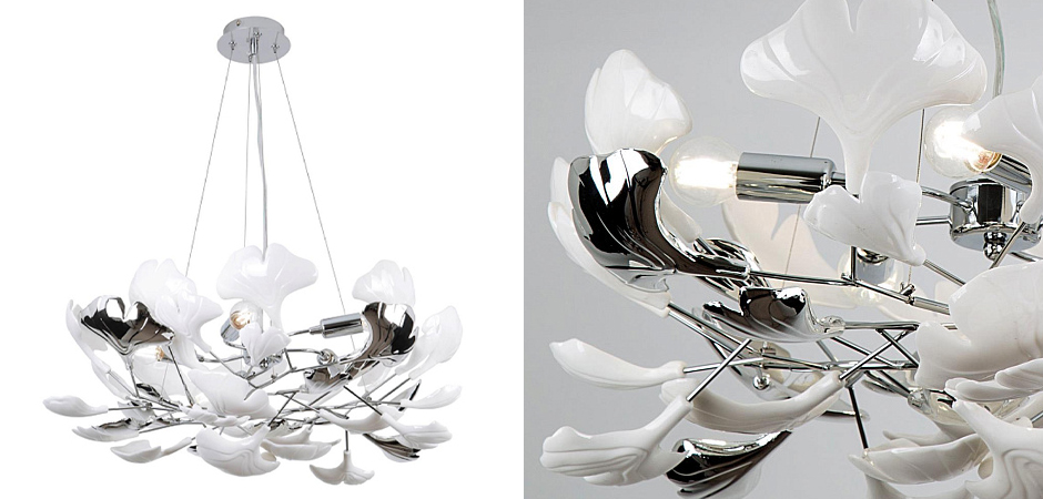 Люстра Wintery flover Chrome с Белыми декоративными плафонами Люстра Wintery flover Chrome с Белыми декоративными плафонами - Loft-Concept в Орле