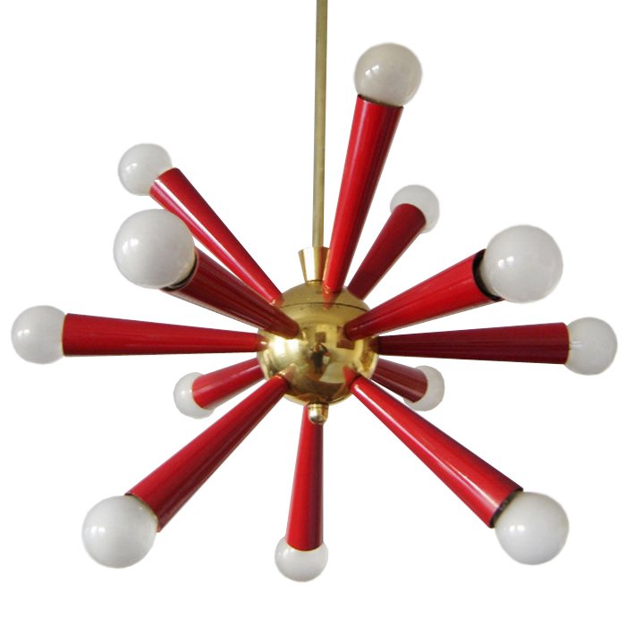 Люстра Mid Century Modern ATOMIC Sputnik Red Красный (Red) Золотой Люстра Mid Century Modern ATOMIC Sputnik Red Красный (Red) Золотой в Орле | Loft Concept