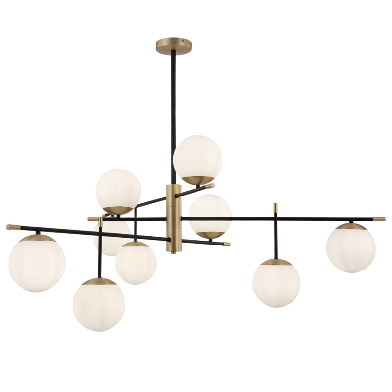 Светильник Spike Nine Balls Hanging Lamp матовое золото Прозрачный белый Светильник Spike Nine Balls Hanging Lamp матовое золото Прозрачный белый в Орле | Loft Concept