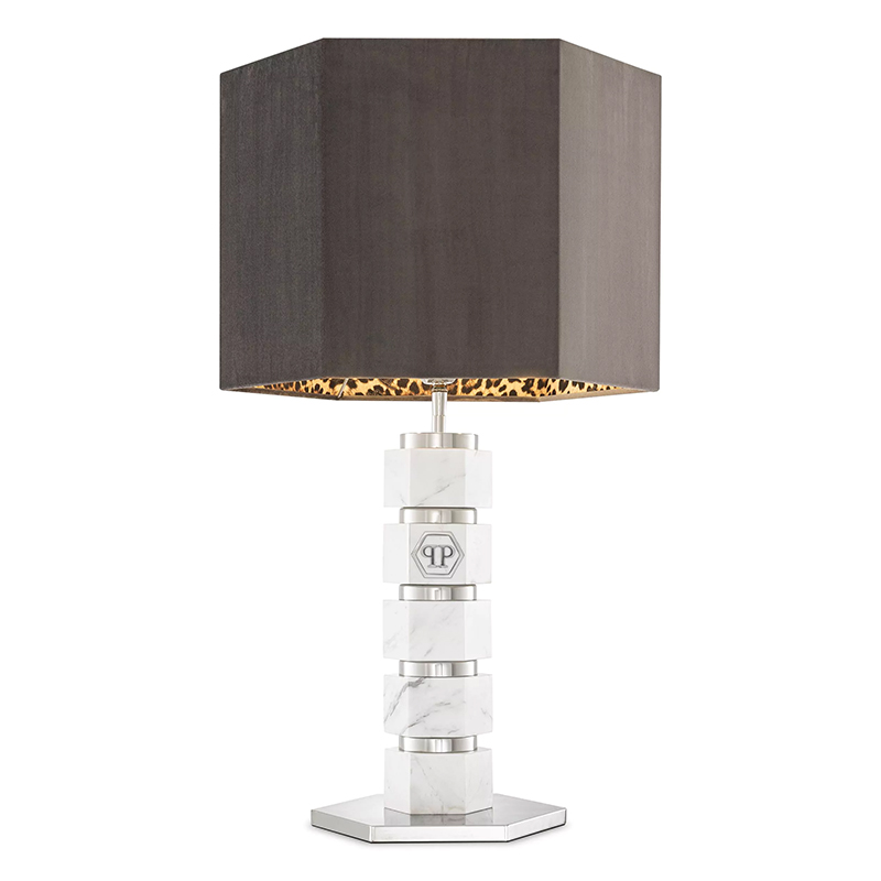 Настольная лампа Philipp Plein Table Lamp Hexagon Коричневый Белый Мрамор Bianco Хром Настольная лампа Philipp Plein Table Lamp Hexagon Коричневый Белый Мрамор Bianco Хром в Орле | Loft Concept