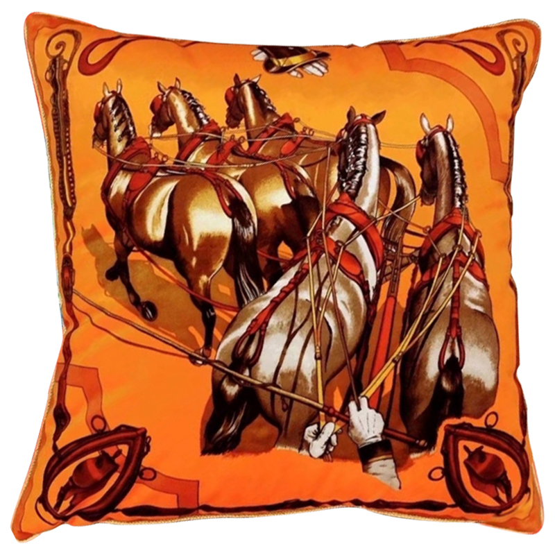 Декоративная подушка Hermes Horse 112 Оранжевый Декоративная подушка Hermes Horse 112 Оранжевый в Орле | Loft Concept