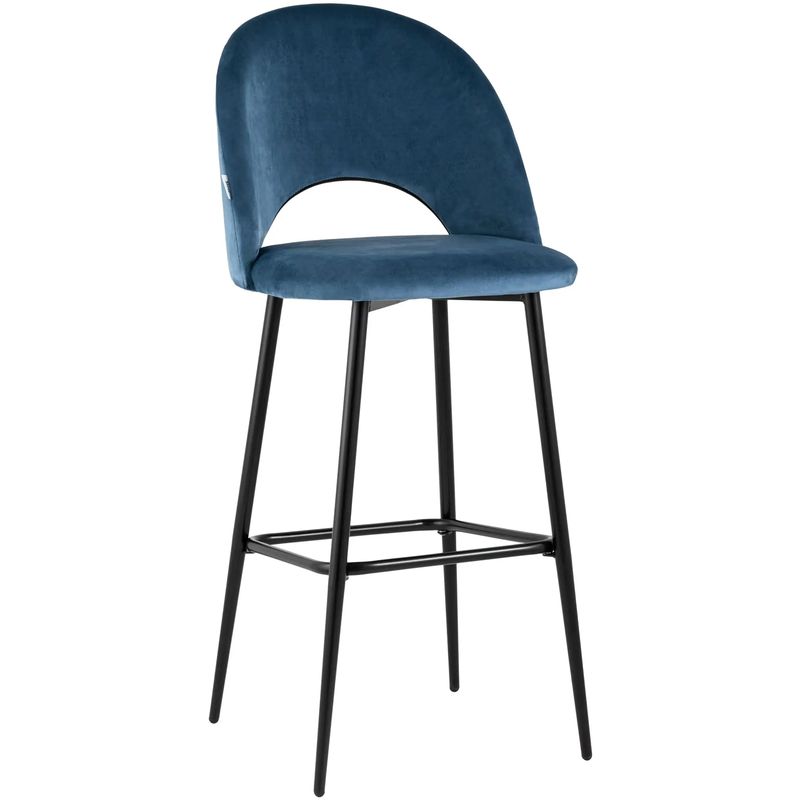 Барный Стул CLIFF Chair Синий Велюр Синий Черный Барный Стул CLIFF Chair Синий Велюр Синий Черный в Орле | Loft Concept